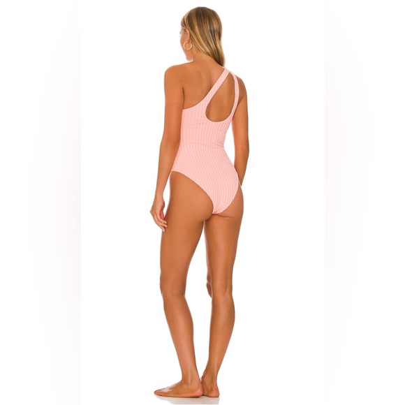 NWT! LSPACE Two Tone Rib Phoebe One Piece Swimsuit in Pink-Lemon Drop - Size XS - Picture 3 of 12
